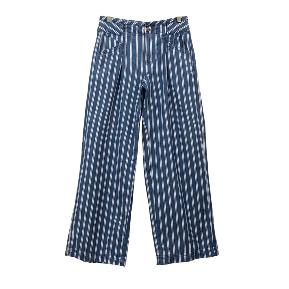 American Eagle | Wide Leg Blue White Stripe Jeans Size 2